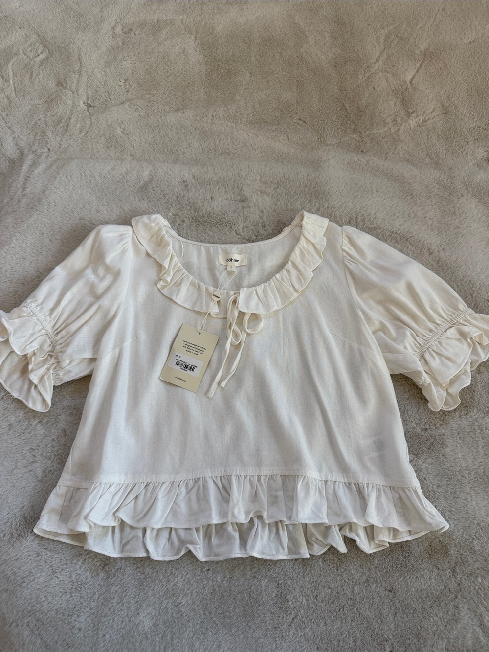 Bohme Ivory Ruffle Peasant Top